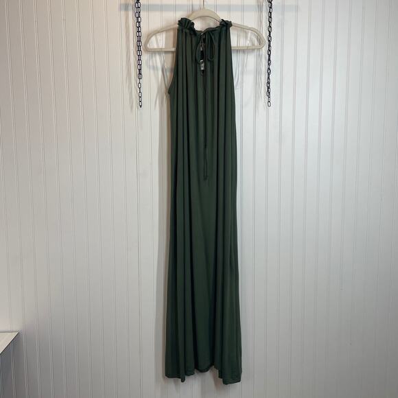 NWT Trouble at the Mill The Bee Green Swingy Ruffled Halter Maxi Dress Size XS - Picture 1 of 6